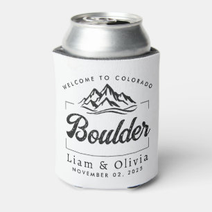 Boulder Colorado Wedding Minimalist Welcome Can Cooler