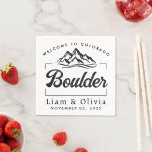 Boulder Colorado Wedding Minimalist Welcome Napkin