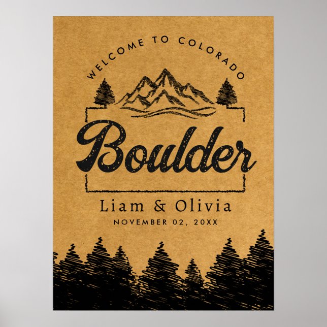 Boulder Colorado Wedding Minimalist Welcome Poster (Front)