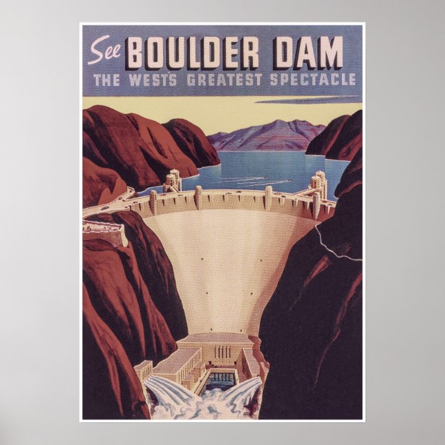 Boulder Dam Retro Vintage Travel Poster (Front)
