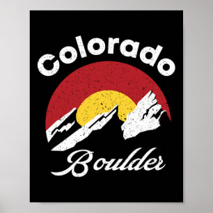 Boulder Flatirons Colorado Flag Climbing Biking Hi Poster