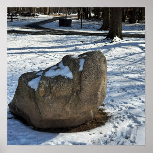 Boulder in Snow Poster