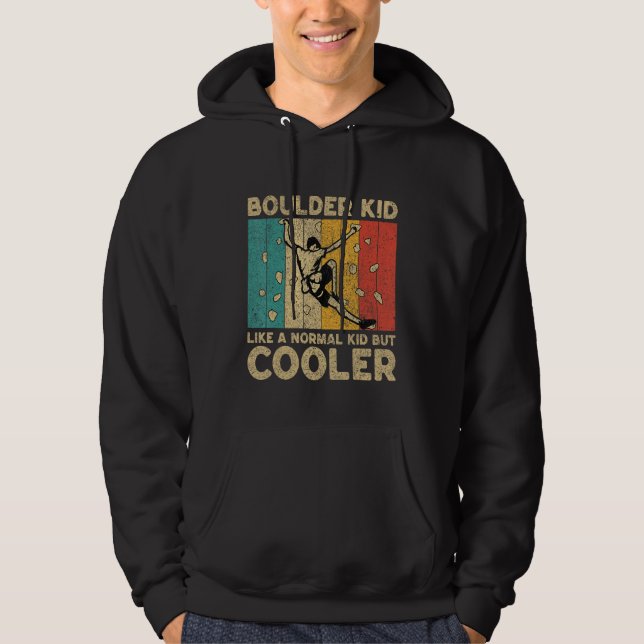Boulder Kid Funny Rock Climbing Bouldering Kids Hoodie (Front)