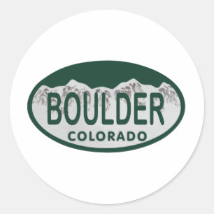 Boulder license oval classic round sticker