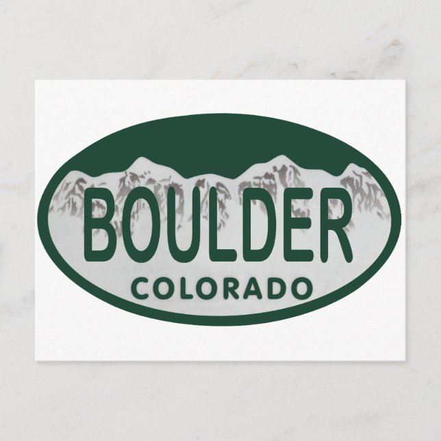 Boulder license oval postcard (Front)