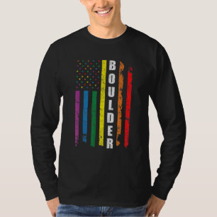 Boulder Us American Flag Rainbow Gay Lgbt Pride Mo T-Shirt