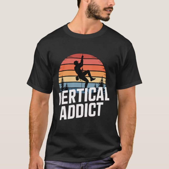 Boulder Vertical Addict Retro Rock Climbing  T-Shirt (Front)