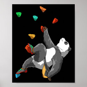 Bouldering And Rock Climbing Panda Poster