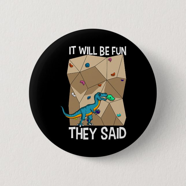 Bouldering Climber Boulderer Artificial Dinosaur C 6 Cm Round Badge (Front)