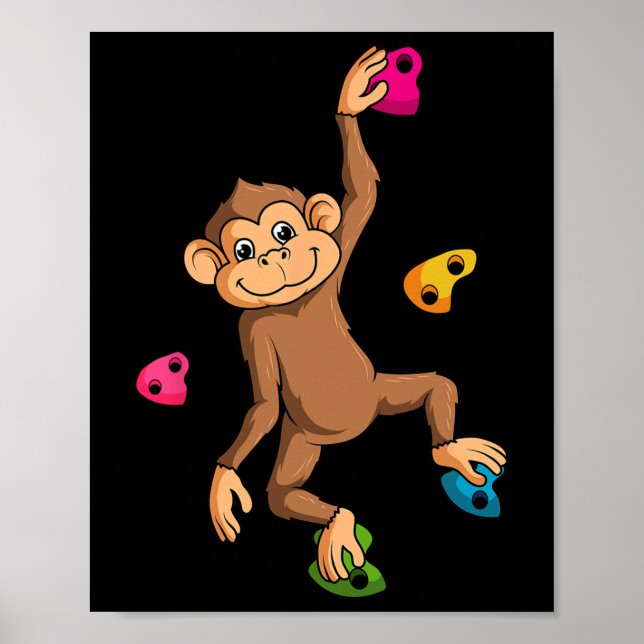 Bouldering Climber Free Climbing Monkey Small Rock Poster (Front)