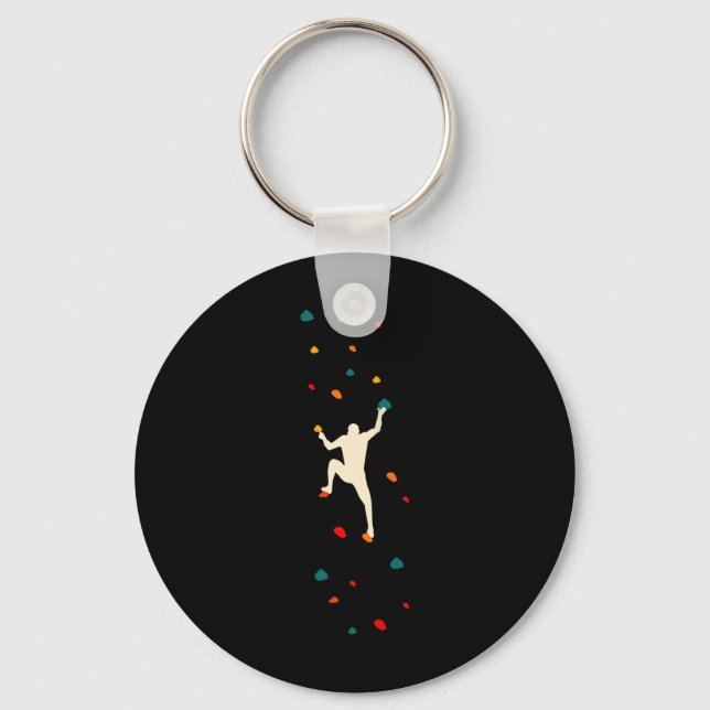 Bouldering Climber Free Climbing Small Rock Format Key Ring (Front)