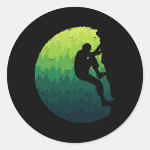 Bouldering Climber Trees Men Boys Mountain Climbin Classic Round Sticker