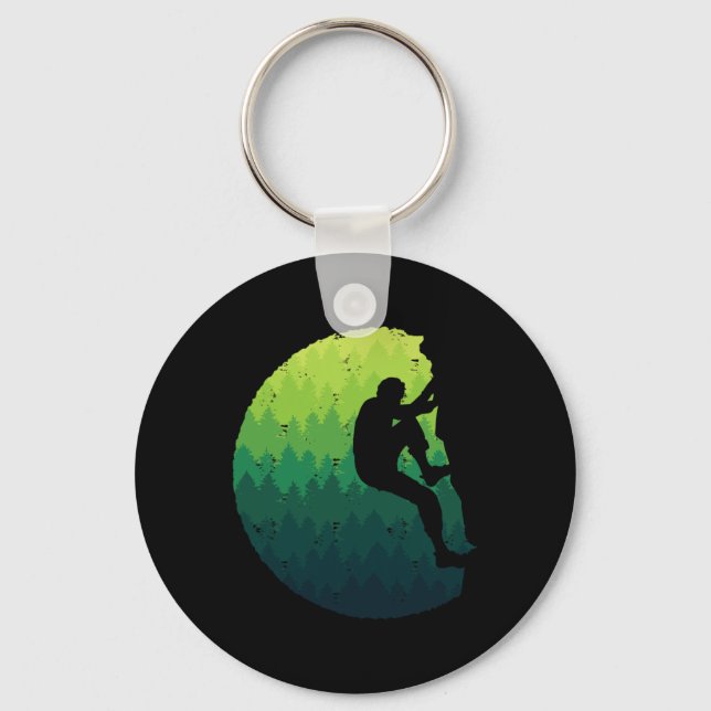 Bouldering Climber Trees Men Boys Mountain Climbin Key Ring (Front)
