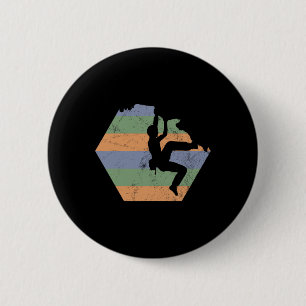 Bouldering Climbing Climber Retro 6 Cm Round Badge