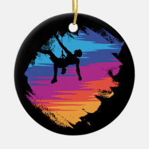 Bouldering - Distressed Retro Rock Climbing Ceramic Tree Decoration