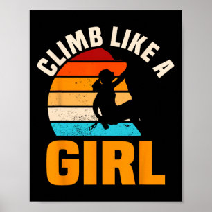 Bouldering Girls Retro Vintage Climber Boulderer C Poster