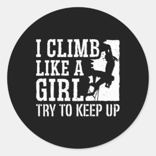 Bouldering Mountain Climber Rock Climbing Girl Classic Round Sticker