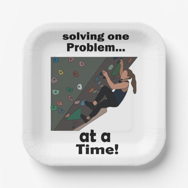 Bouldering Problem Solver Rock Climbing Party Paper Plate (Front)
