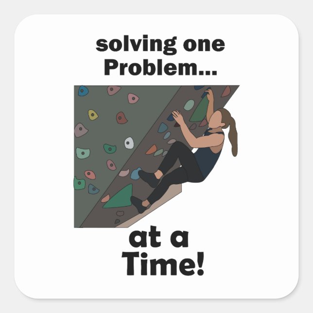 Bouldering Problem Solver Rock Climbing Party Square Sticker (Front)