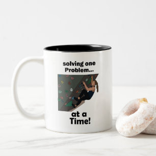 Bouldering Problem Solver Rock Climbing Party Two-Tone Coffee Mug