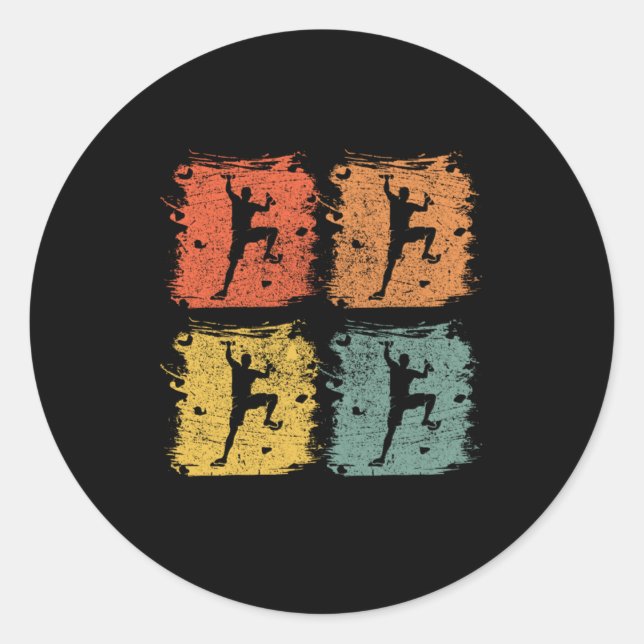 Bouldering Retro Pop Art Gift Classic Round Sticker (Front)