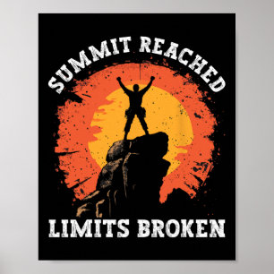 Bouldering Rock Climber Summit Reach Mountain Rock Poster