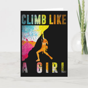 Bouldering Rock Climber Women Girls Kids Rock Clim Card