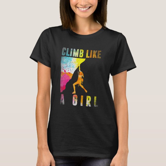 Bouldering Rock Climber Women Girls Kids Rock Clim T-Shirt (Front)