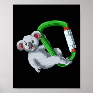 Bouldering Rock Climbing Carabiner Koala Poster