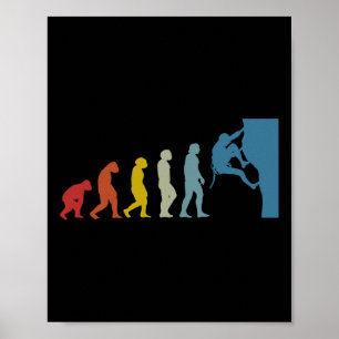 Bouldering Rock Climbing Evolution Dad  Poster