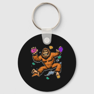 Bouldering Sasquatch Mountain Climber Bigfoot Rock Key Ring