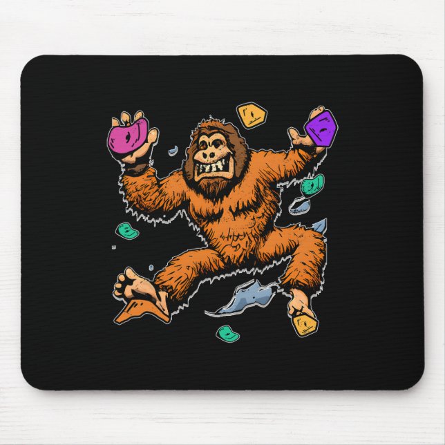 Bouldering Sasquatch Mountain Climber Bigfoot Rock Mouse Mat (Front)