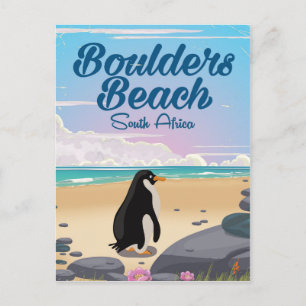 boulders beach South africa cartoon travel posyer Postcard
