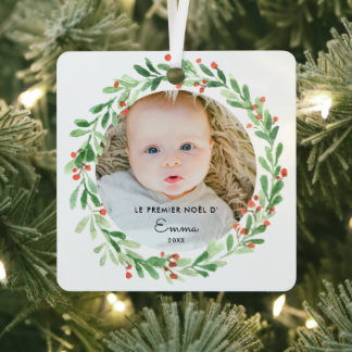 Boule De Noël Premier Noël Avec Photo Et Prénom Metal Tree Decoration
