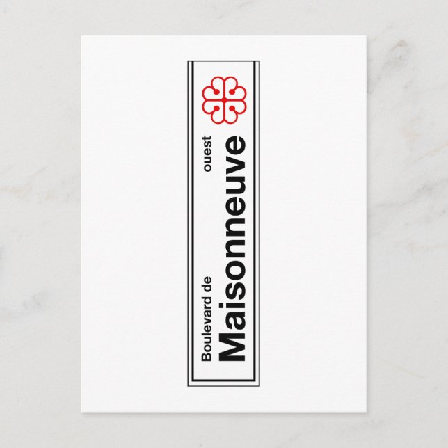 Boulevard de Maisonneuve, Montreal Street Sign Postcard (Front)