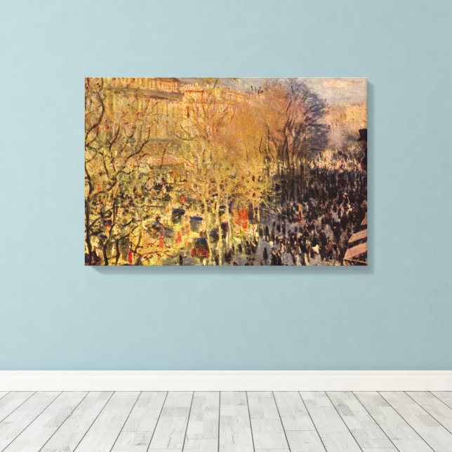Boulevard des Capucines by Claude Monet, Fine Art Canvas Print (Insitu(Wood Floor))