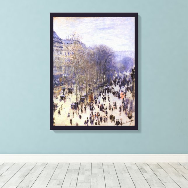 Boulevard des Capucines by Claude Monet, Fine Art Canvas Print (Insitu(Wood Floor))