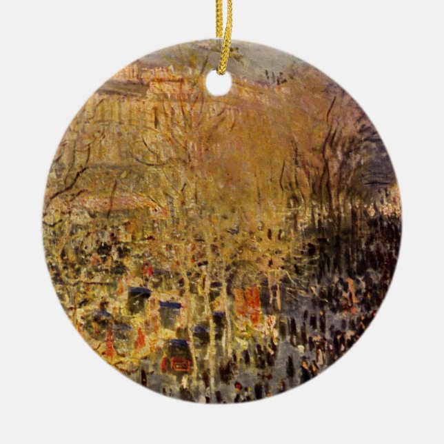 Boulevard des Capucines by Claude Monet, Fine Art Ceramic Tree Decoration (Front)