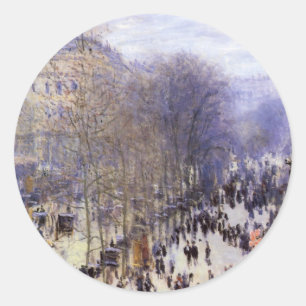 Boulevard des Capucines by Claude Monet, Fine Art Classic Round Sticker