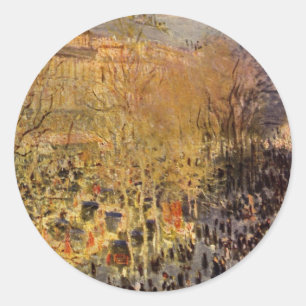 Boulevard des Capucines by Claude Monet, Fine Art Classic Round Sticker