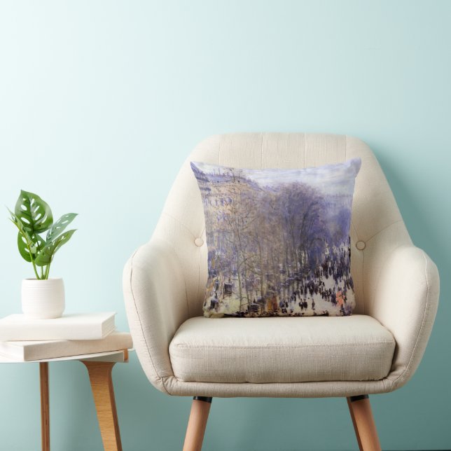 Boulevard des Capucines by Claude Monet, Fine Art Cushion (Chair)