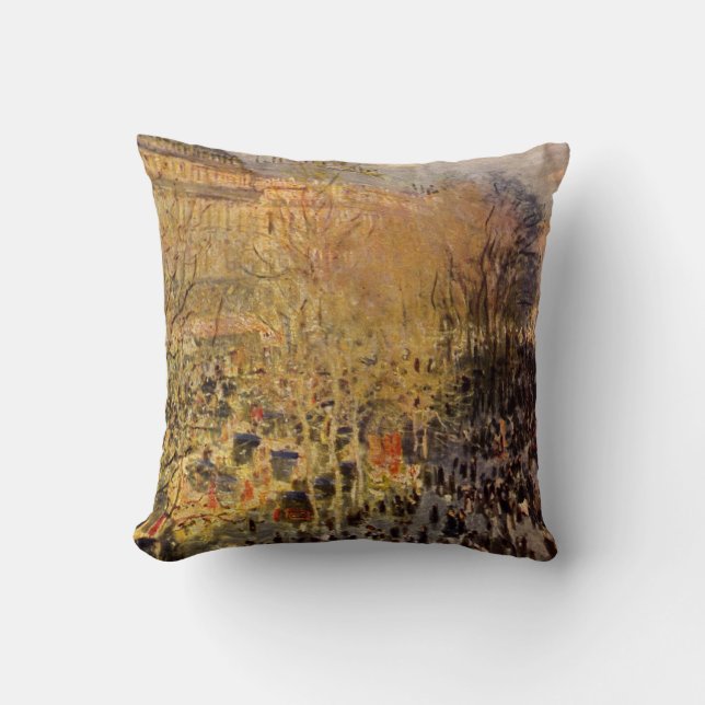 Boulevard des Capucines by Claude Monet, Fine Art Cushion (Front)