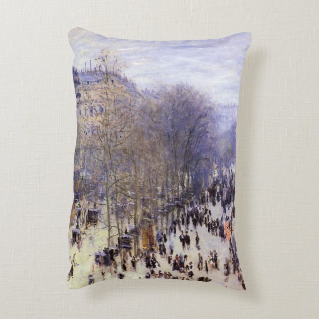 Boulevard des Capucines by Claude Monet, Fine Art Decorative Cushion (Back(Vertical))