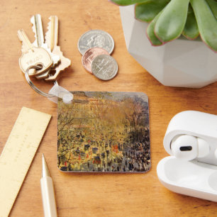 Boulevard des Capucines by Claude Monet, Fine Art Key Ring