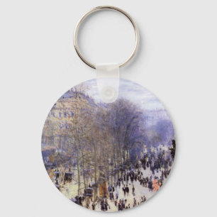 Boulevard des Capucines by Claude Monet, Fine Art Key Ring