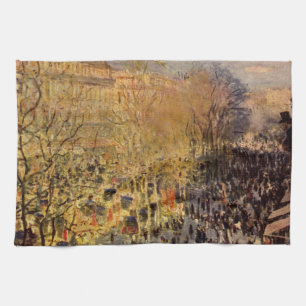 Boulevard des Capucines by Claude Monet, Fine Art Tea Towel