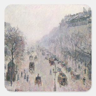 Boulevard Montmartre, 1897 (oil on canvas) Square Sticker