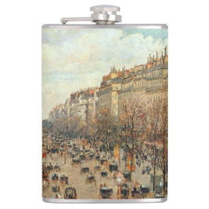 Boulevard Montmartre-Eremitage Camille Pissarro Hip Flask