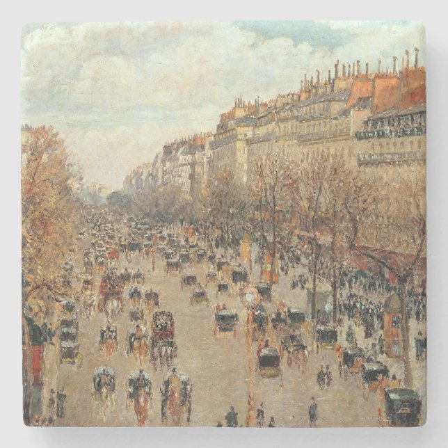 Boulevard Montmartre-Eremitage Camille Pissarro   Stone Coaster (Front)