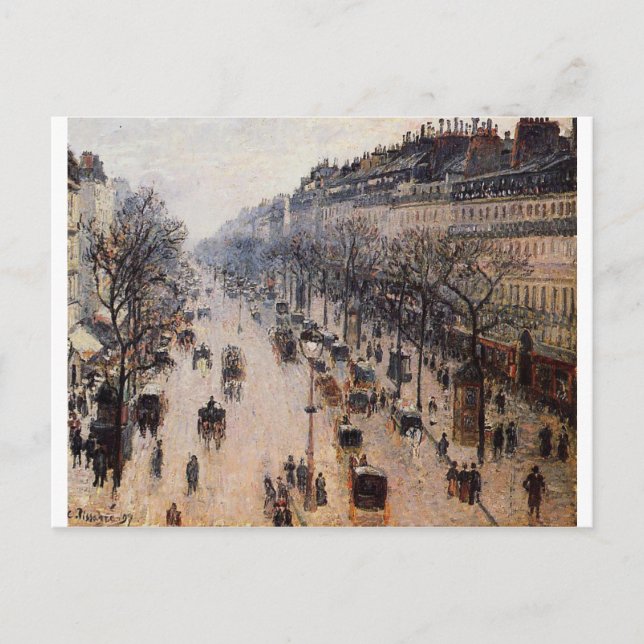 Boulevard Montmartre Winter Morning by Camille Postcard (Front)